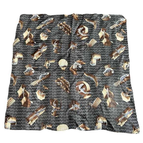 Silky Square Scarf- Vtg Kenneth Cole- New York- lizard Geico abstract 20x20" - Picture 1 of 5